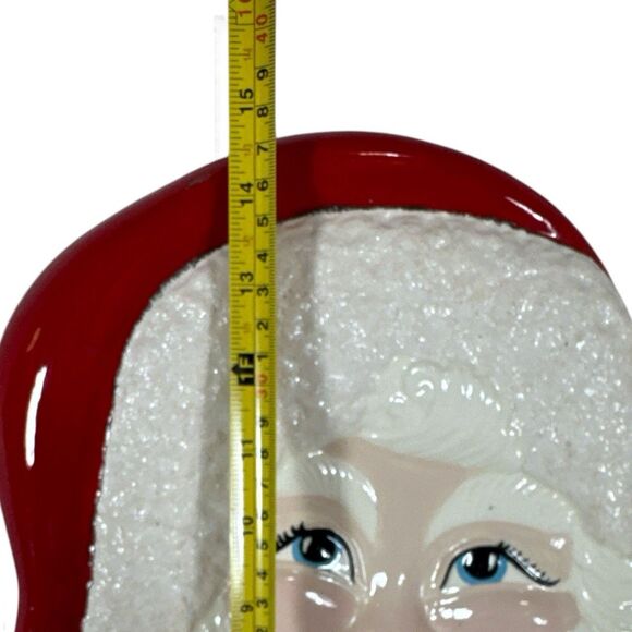 Large Santa Plate Wall Hanging Vintage Atlantic Mold Hand Painted Textured Trim - Picture 4 of 9